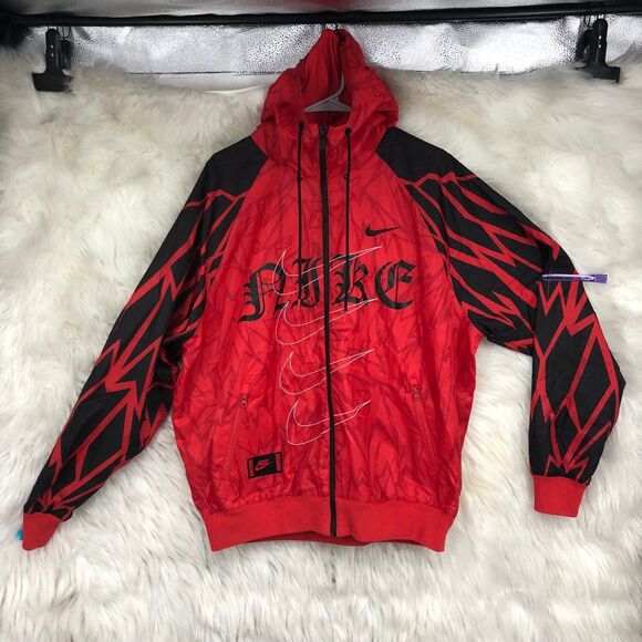 Nike Other - Nike Red Black Stroke the Flame Windrunner Hooded Jacket Men’s M Streetwear